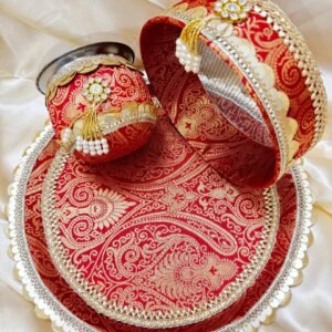 Exquisite Royal Red & Gold Karwa Chauth Thali Set