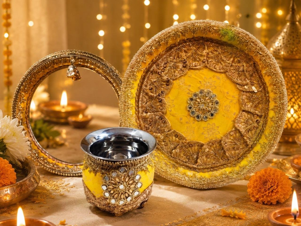 Pithani Swarnam Glow Karwa Chauth Set