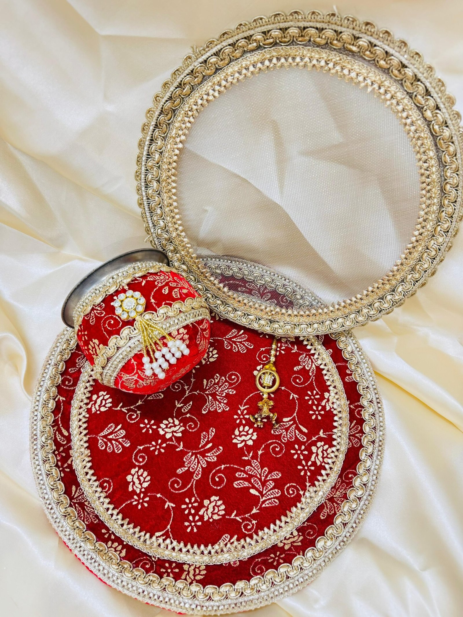 Shahi Maroon Kundan Thali & Channi Set